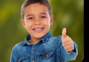 Child giving a thumbs up